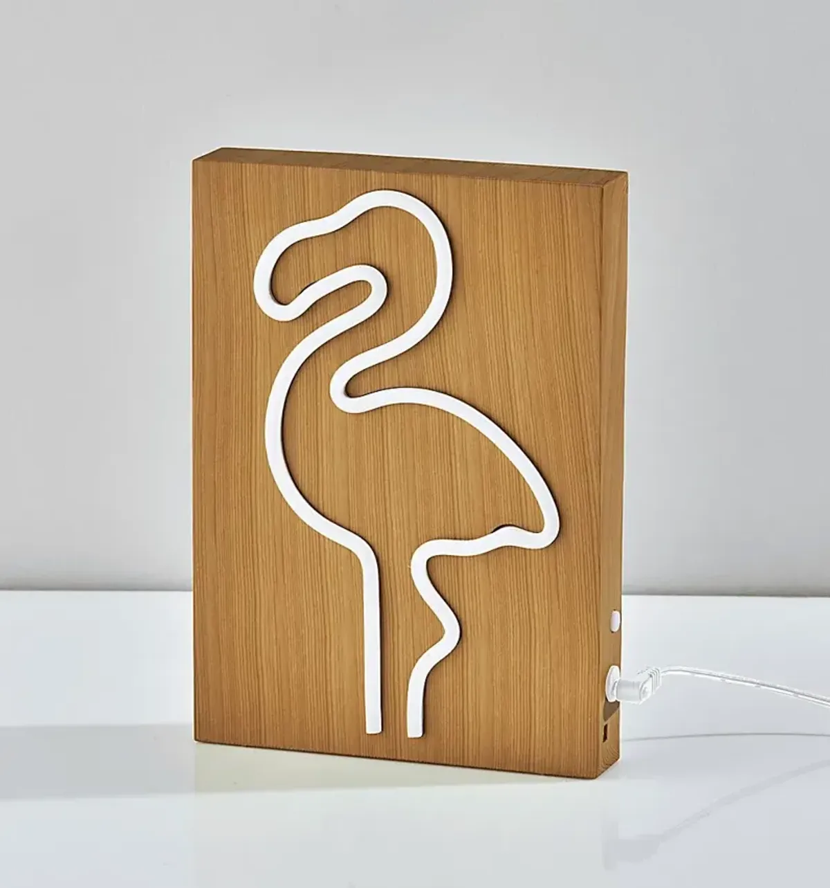 Kids Neon Flamingo Natural Table Lamp