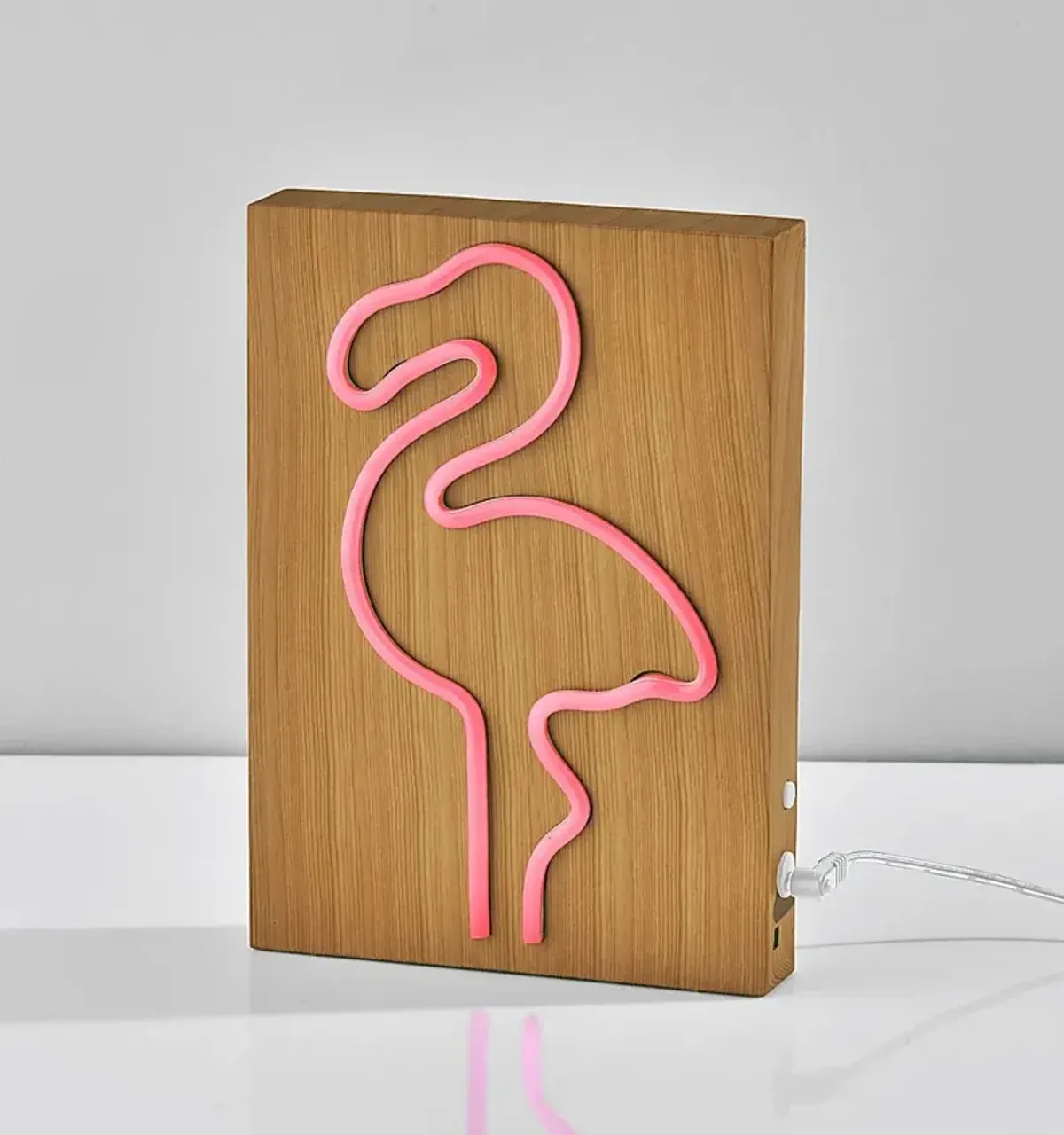 Kids Neon Flamingo Natural Table Lamp