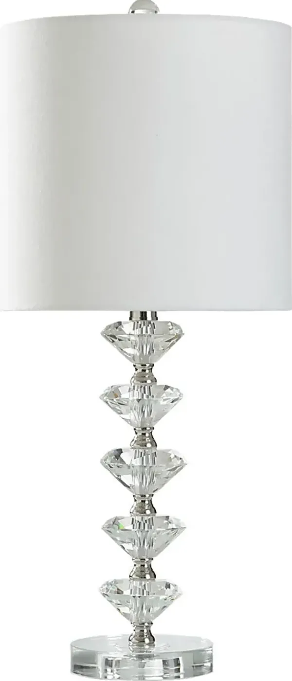 Kids Dance Decor Silver Stacked Crystal Table Lamp