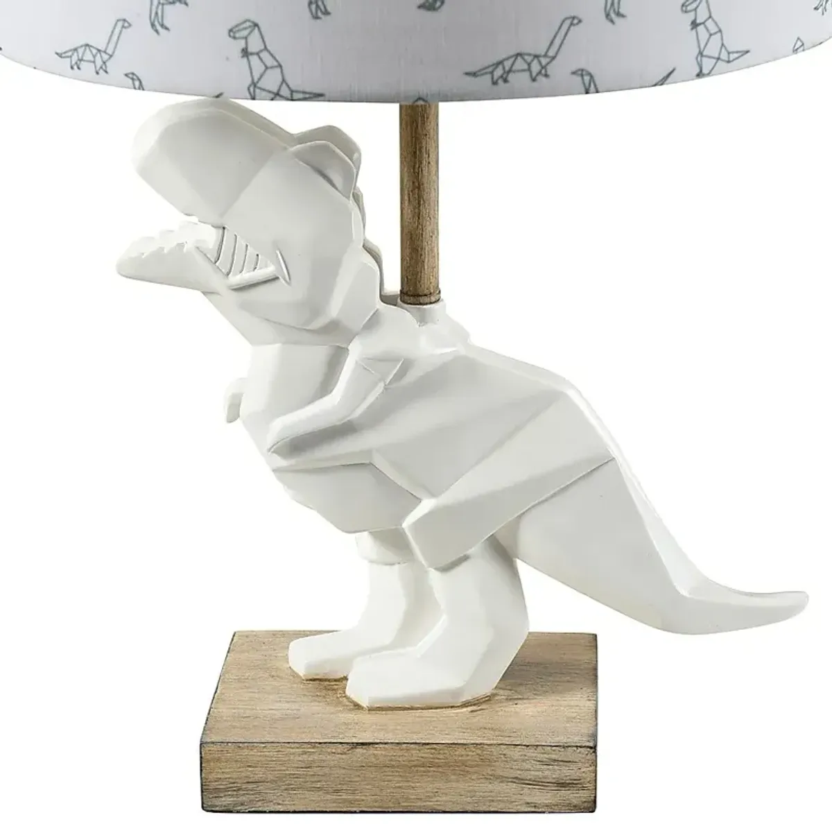 Kids Roaring T-Rex White Lamp