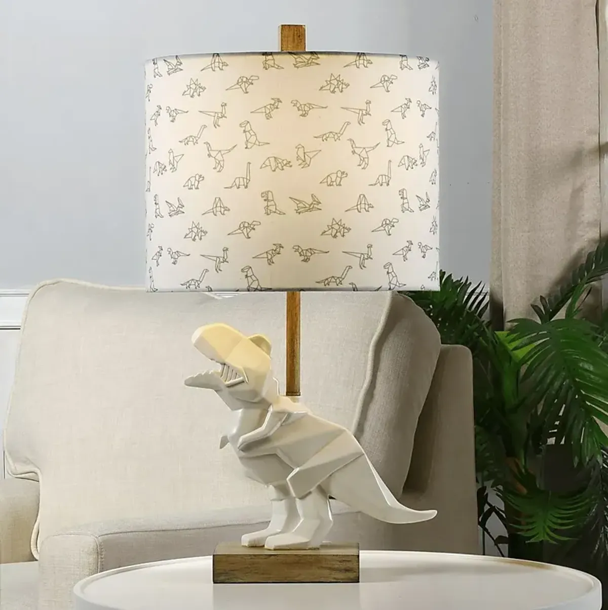 Kids Roaring T-Rex White Lamp