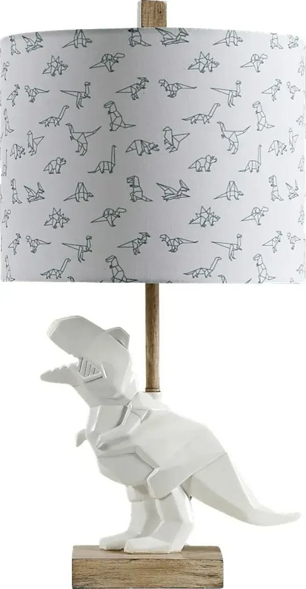 Kids Roaring T-Rex White Lamp