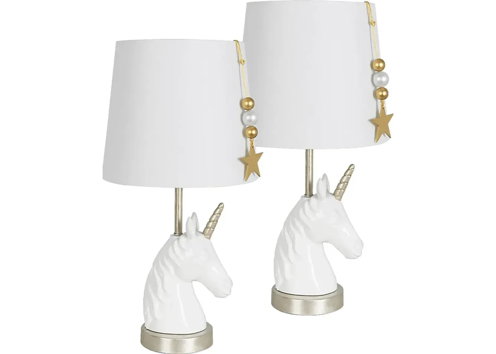 Kids Pretty Unicorn Ivory Lamp, Set of 2