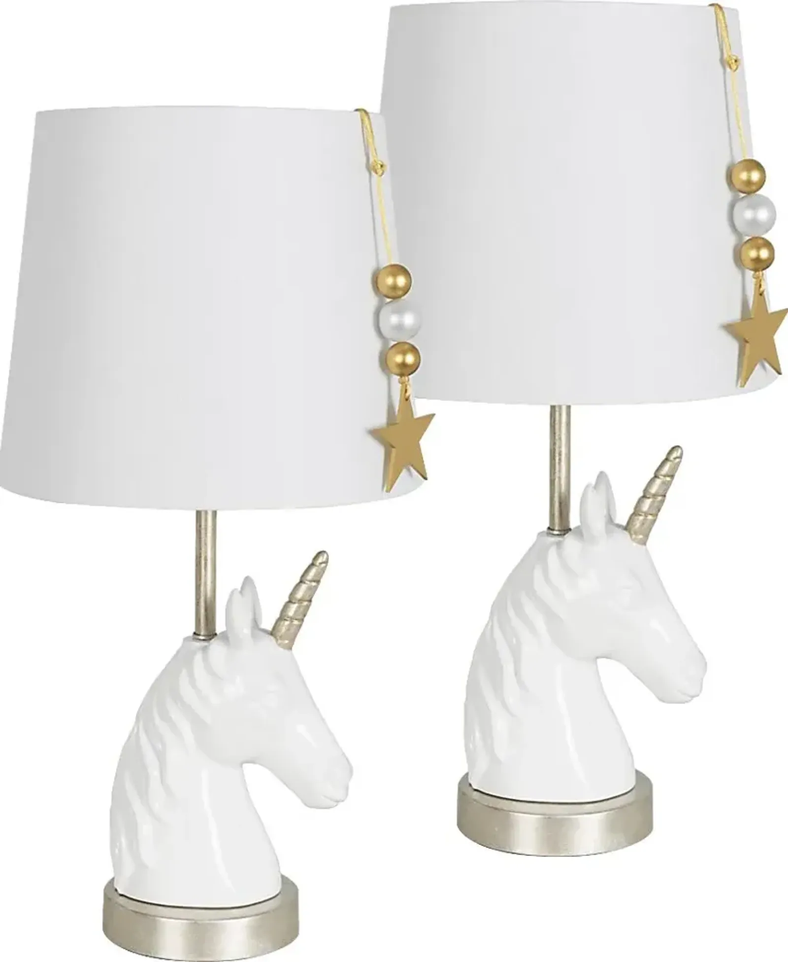 Kids Pretty Unicorn Ivory Lamp, Set of 2