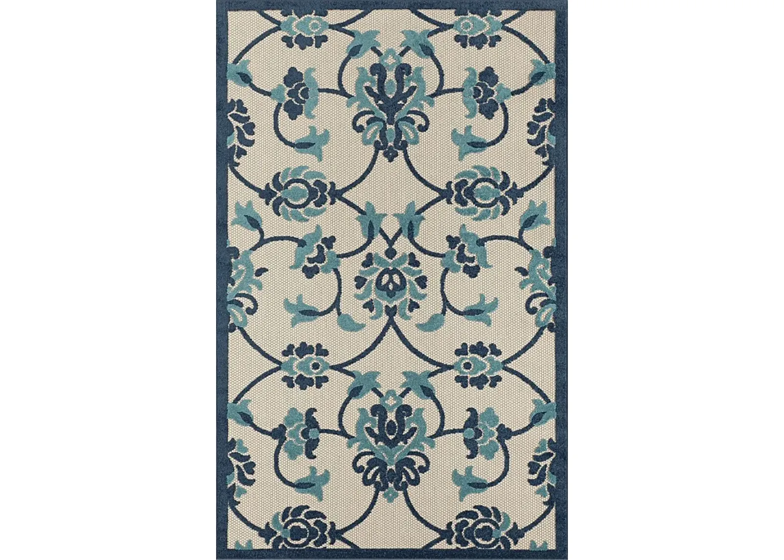 Lusetrie Navy/Multi 3'6 x 5'6 Indoor/Outdoor Rug