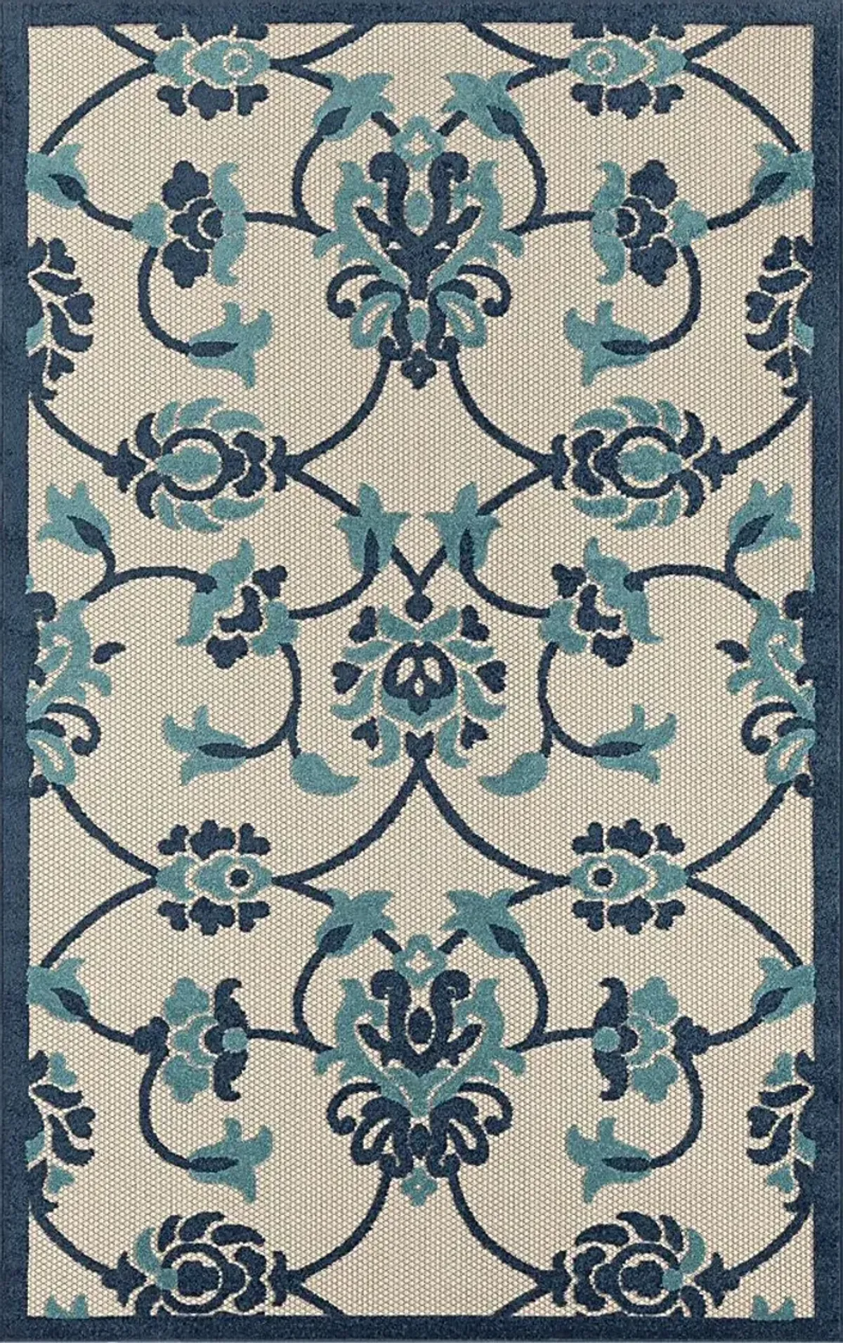 Lusetrie Navy/Multi 3'6 x 5'6 Indoor/Outdoor Rug