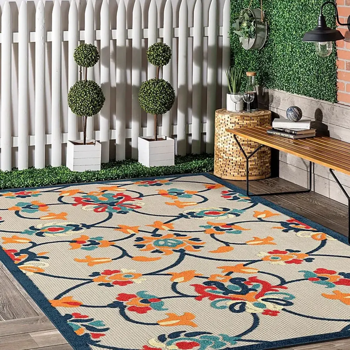 Lusetrie Orange/Multi 3'6 x 5'6 Indoor/Outdoor Rug