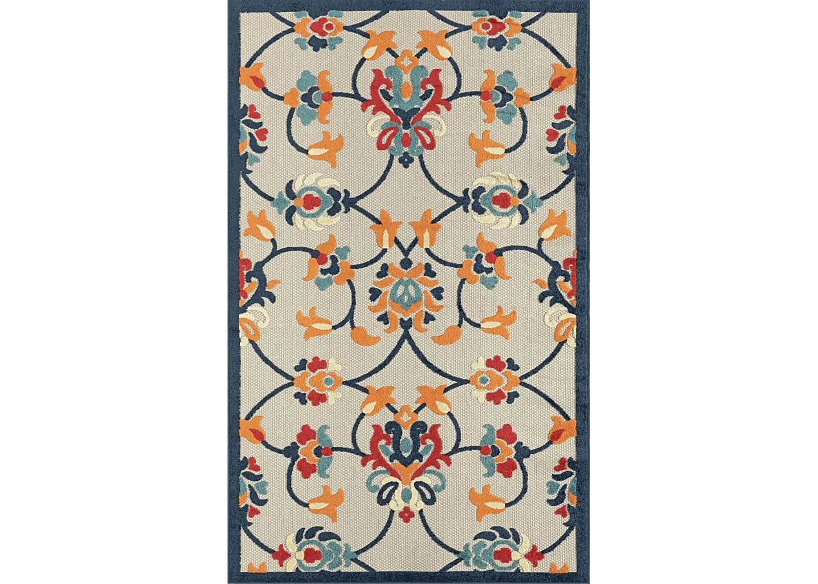 Lusetrie Orange/Multi 3'6 x 5'6 Indoor/Outdoor Rug