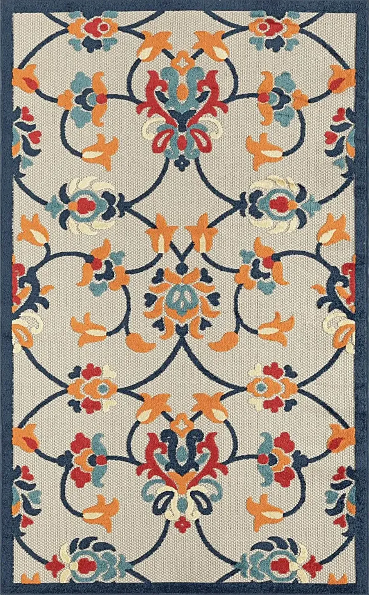 Lusetrie Orange/Multi 3'6 x 5'6 Indoor/Outdoor Rug