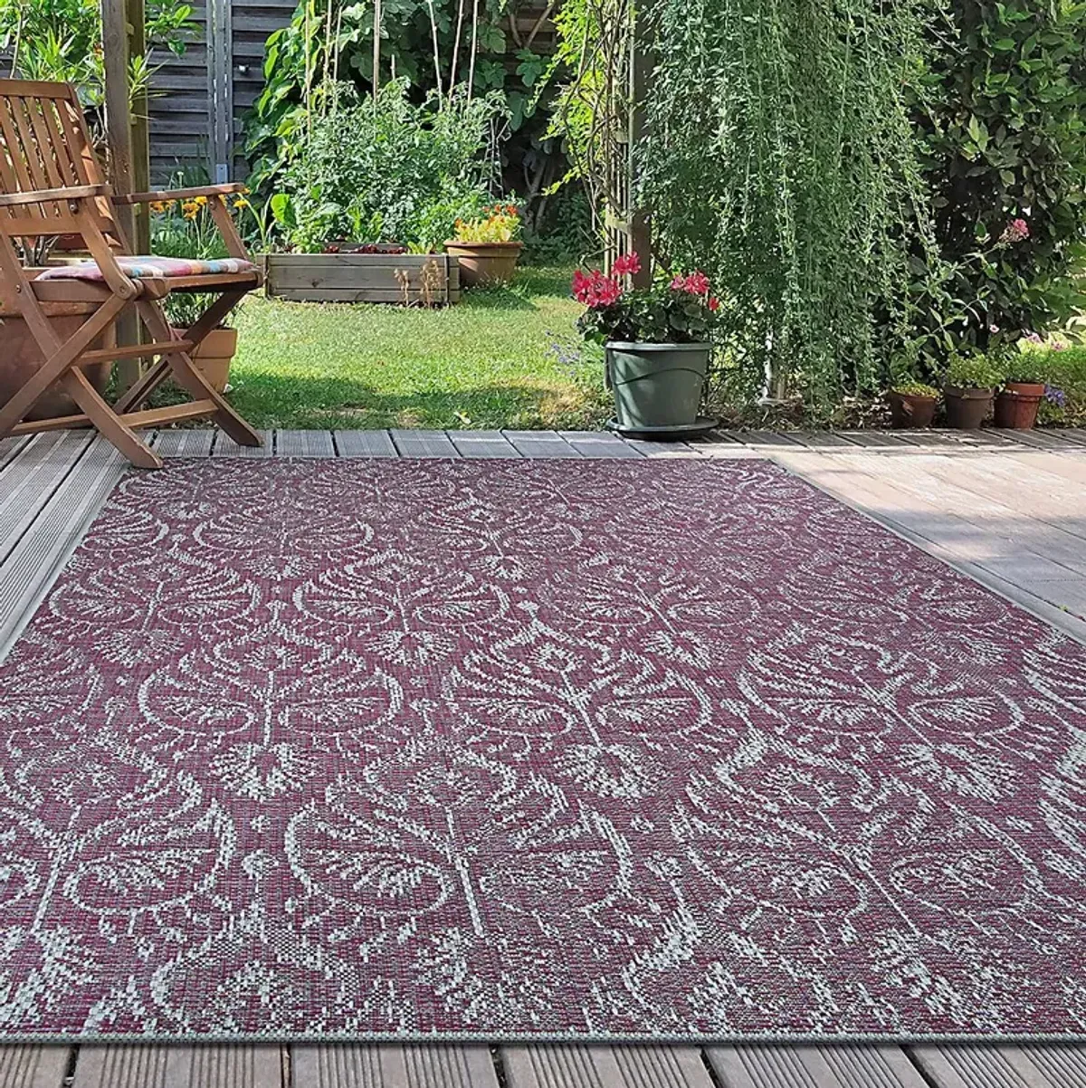 Mariet Plum 7'6 x 10'9 Indoor/Outdoor Rug