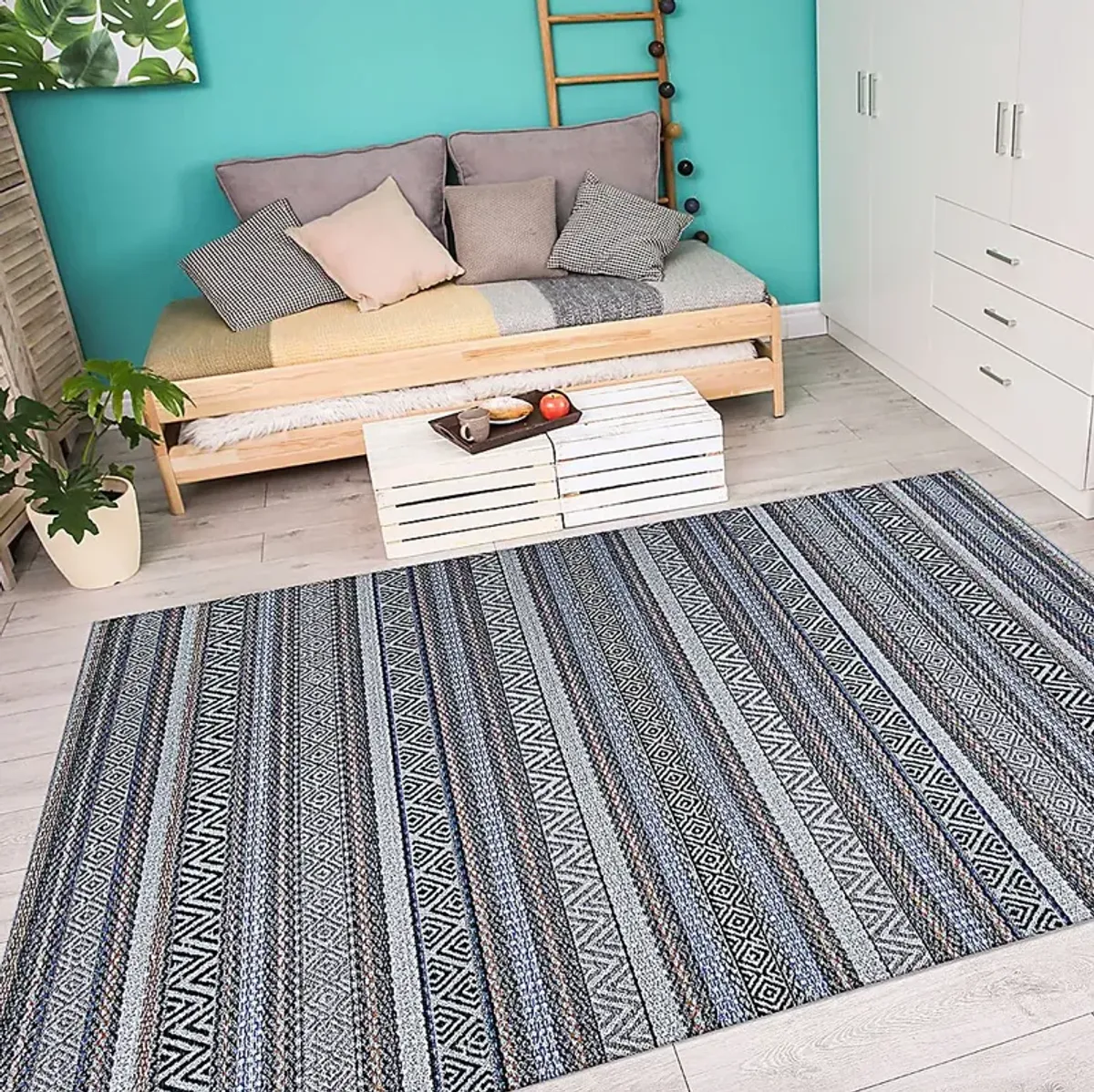 Bennard Blue 7'10 x 10'9 Indoor/Outdoor Rug