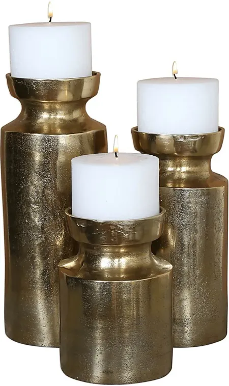 Tevita Brass Candle Holder, Set of 3