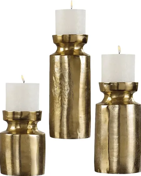 Tevita Brass Candle Holder, Set of 3