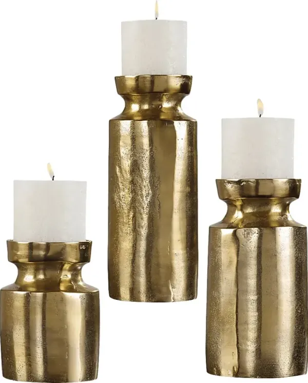 Tevita Brass Candle Holder, Set of 3