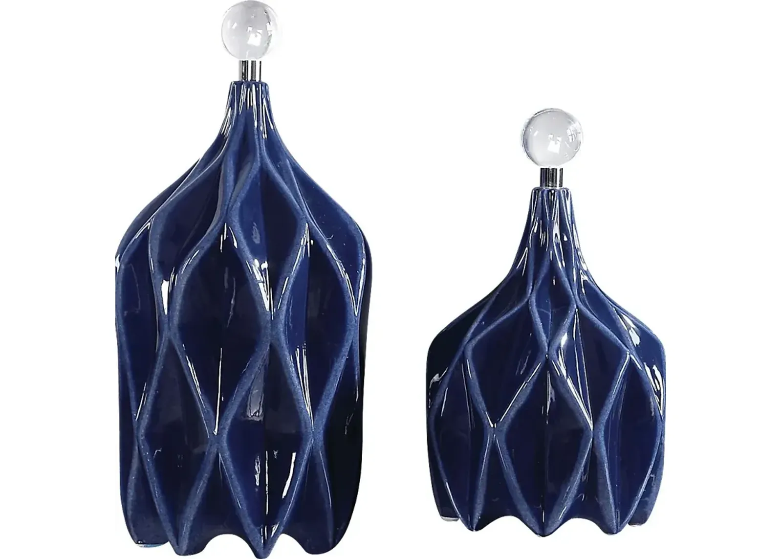 Oisha Blue Decor Bottle, Set of 2