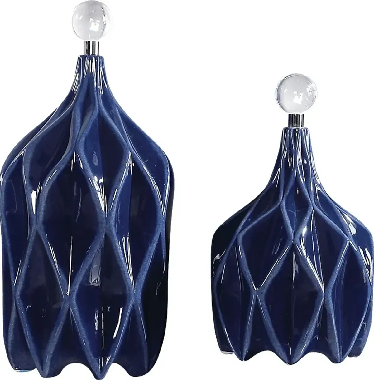 Oisha Blue Decor Bottle, Set of 2