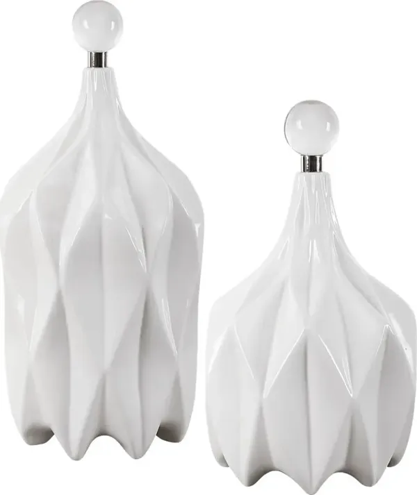 Randen White Decor Bottle, Set of 2