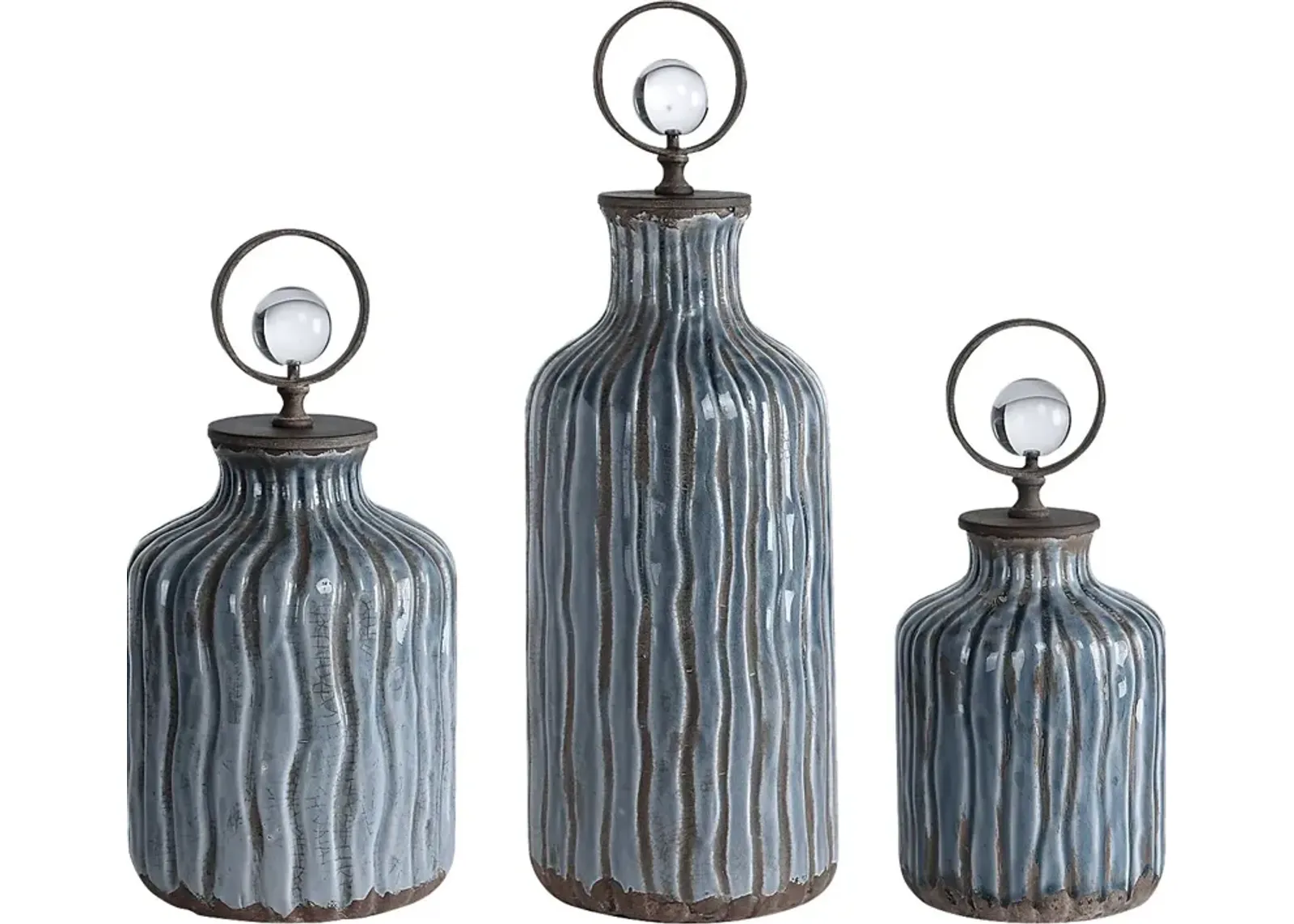 Luvane Gray Decor Bottle, Set of 3