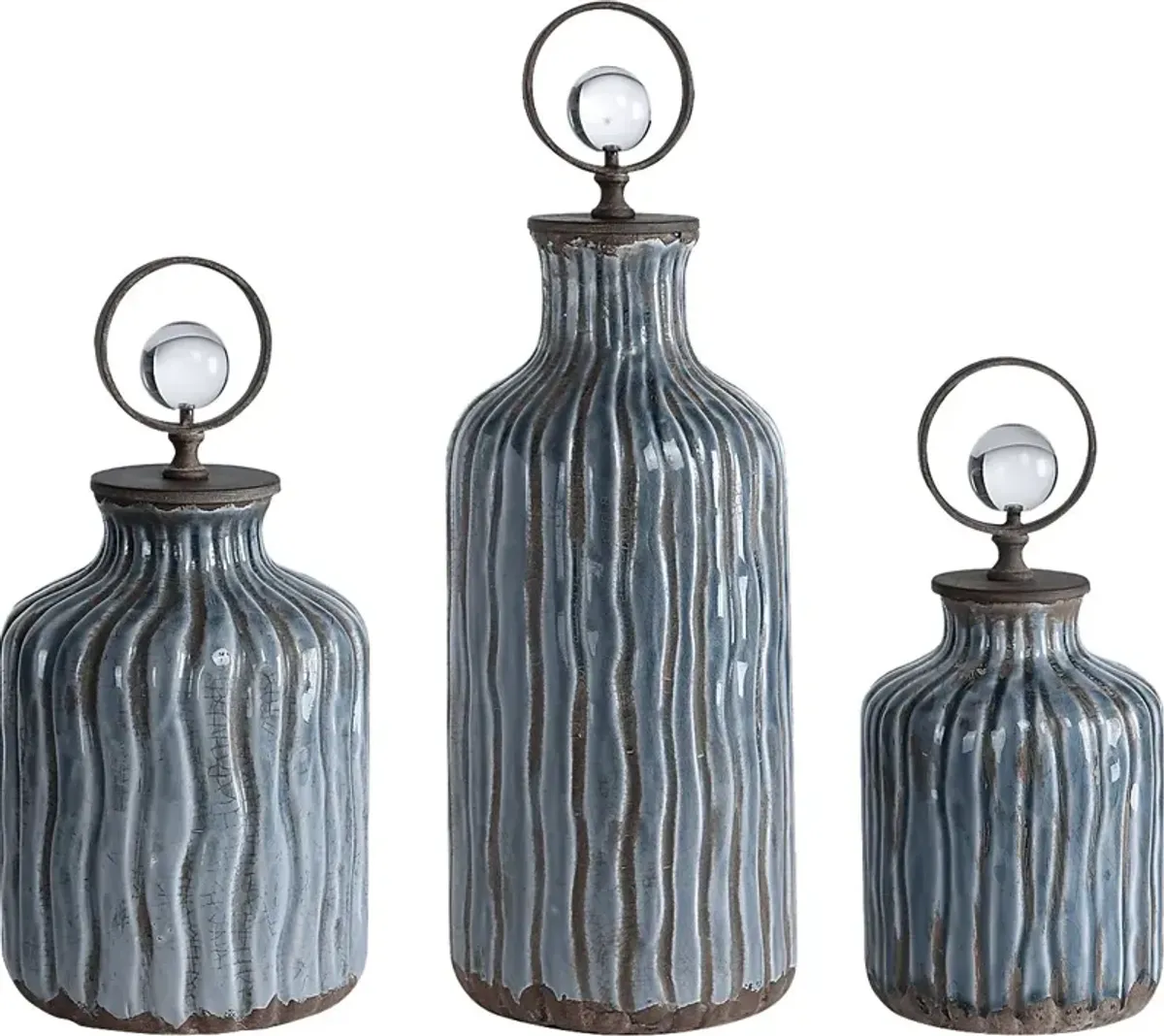 Luvane Gray Decor Bottle, Set of 3