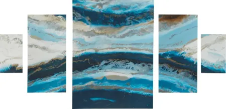 Earth's Surface Blue Artwork, Set of 5