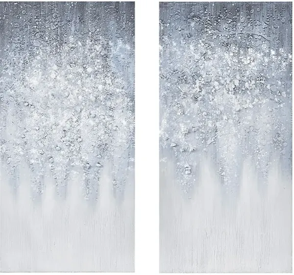 Frozen Rain Blue Artwork, Set of 2