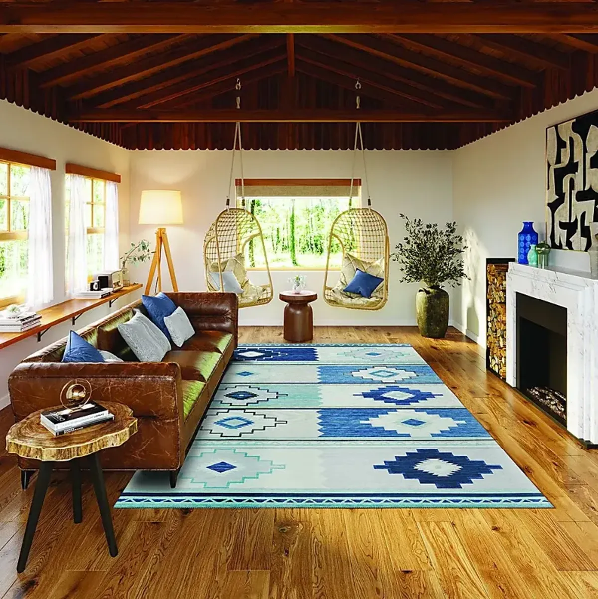 Pandrail Blue 5' x 8' Rug