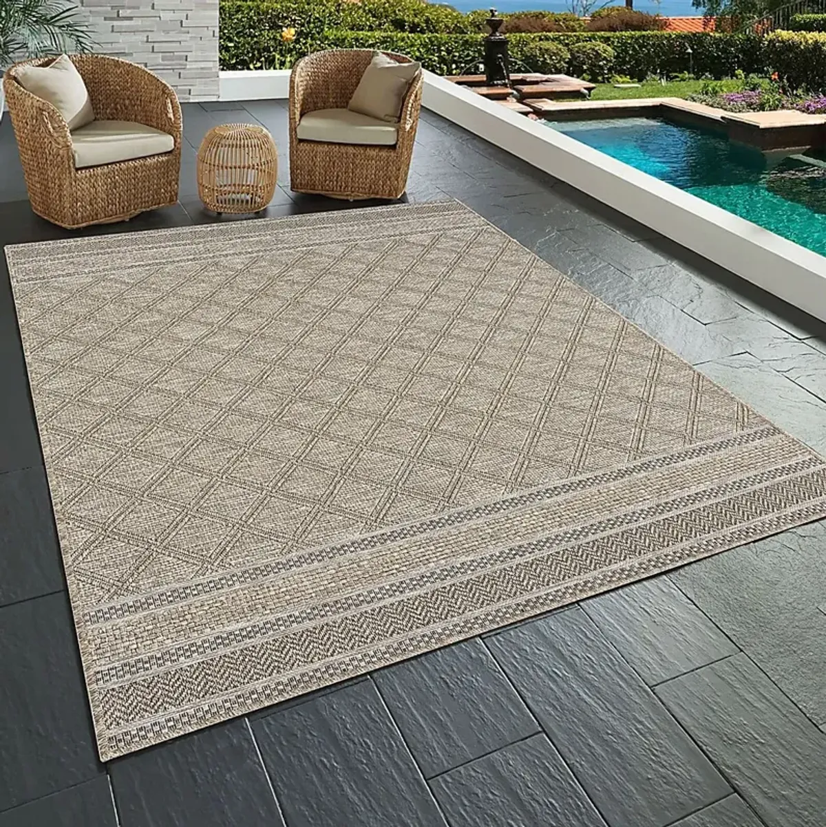 Penmont Tan 5' x 7' Indoor/Outdoor Rug