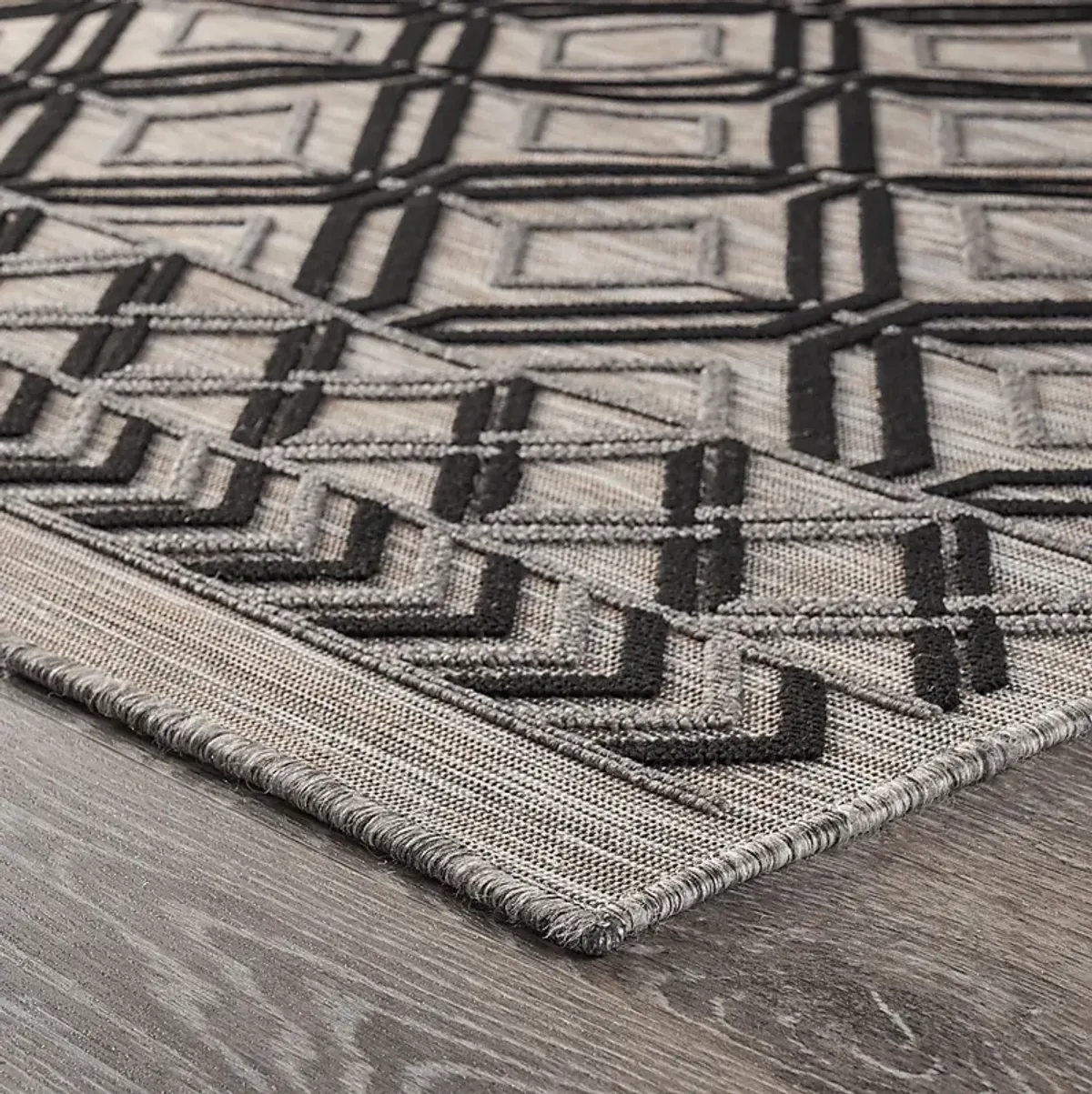 Cowanbo Black 5' x 7' Indoor/Outdoor Rug