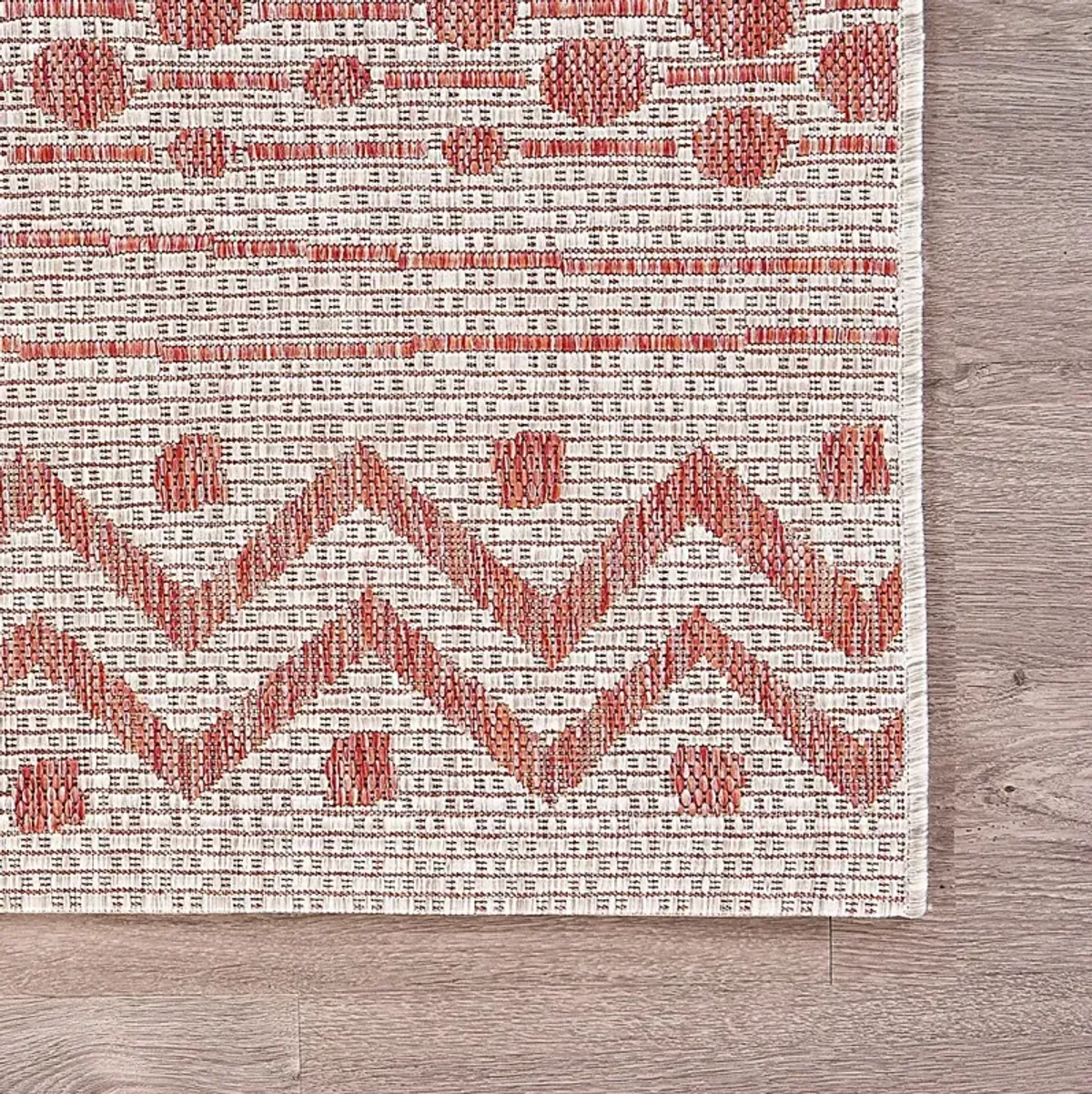 Onomis Beige/Red 5' x 8' Indoor/Outdoor Rug