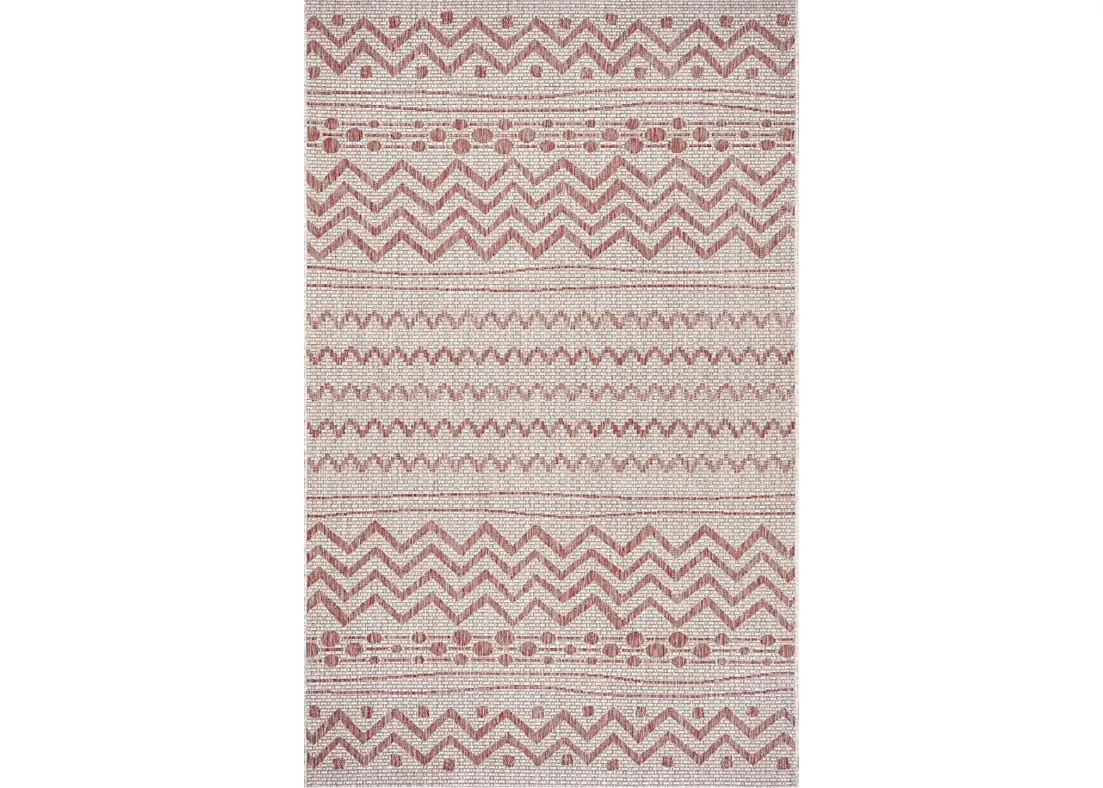 Onomis Beige/Red 5' x 8' Indoor/Outdoor Rug