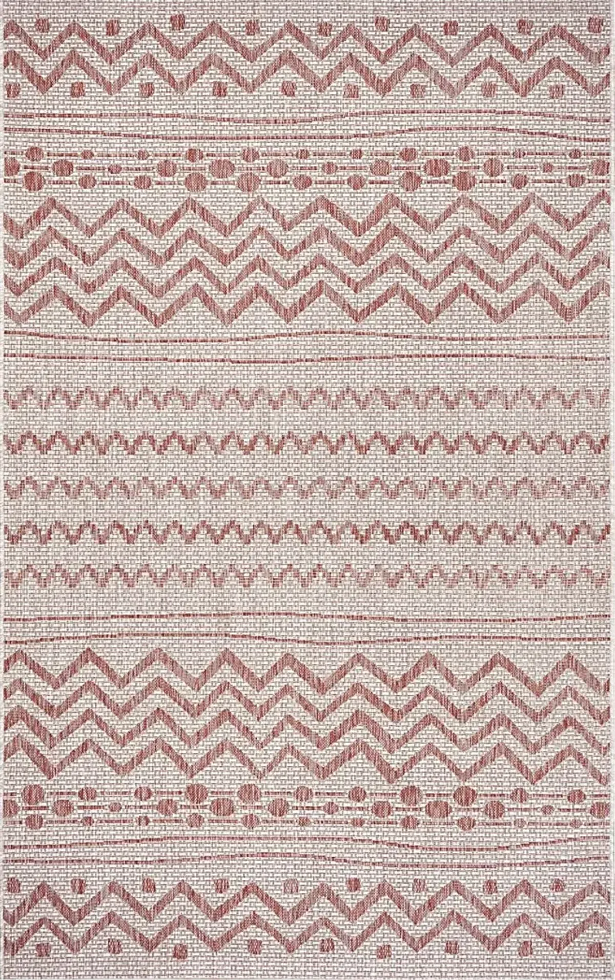 Onomis Beige/Red 5' x 8' Indoor/Outdoor Rug