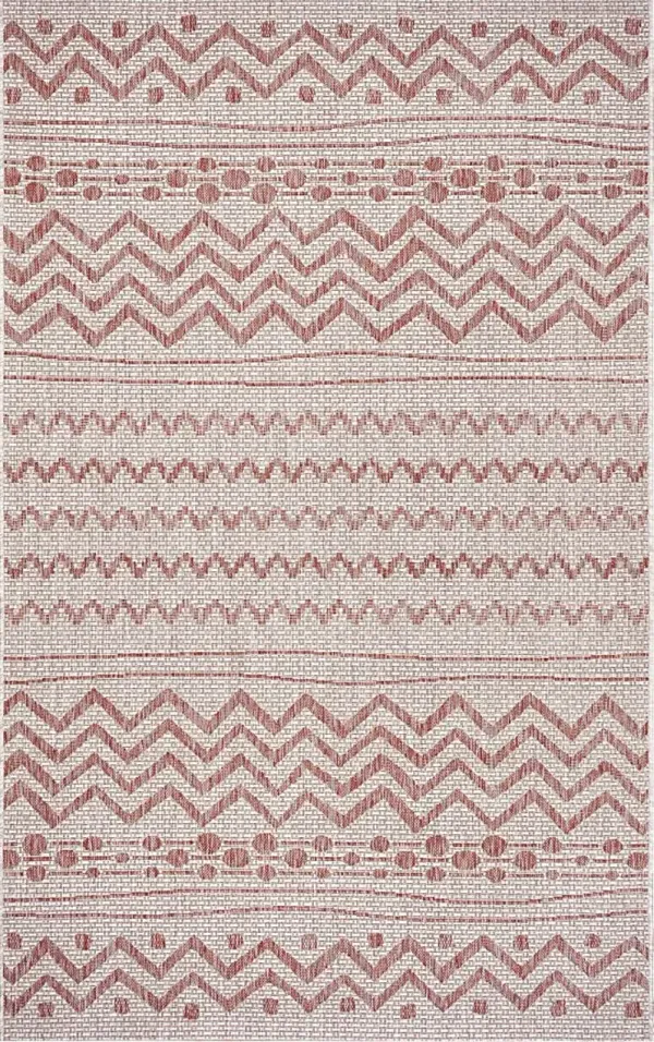 Onomis Beige/Red 5' x 8' Indoor/Outdoor Rug