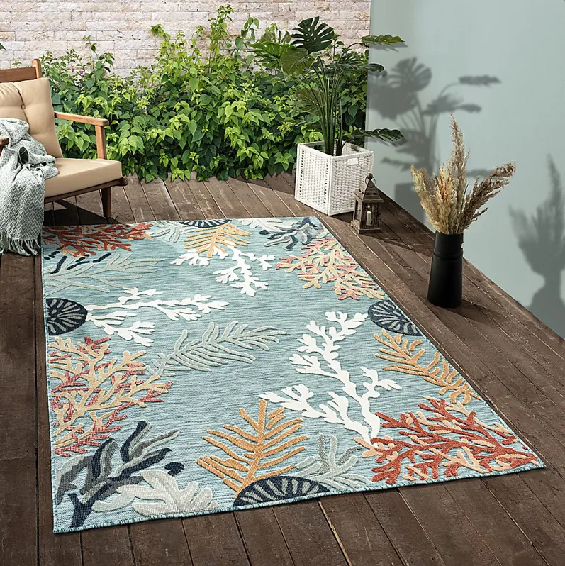 Alotimo Blue/Multi 5' x 7' Indoor/Outdoor Rug