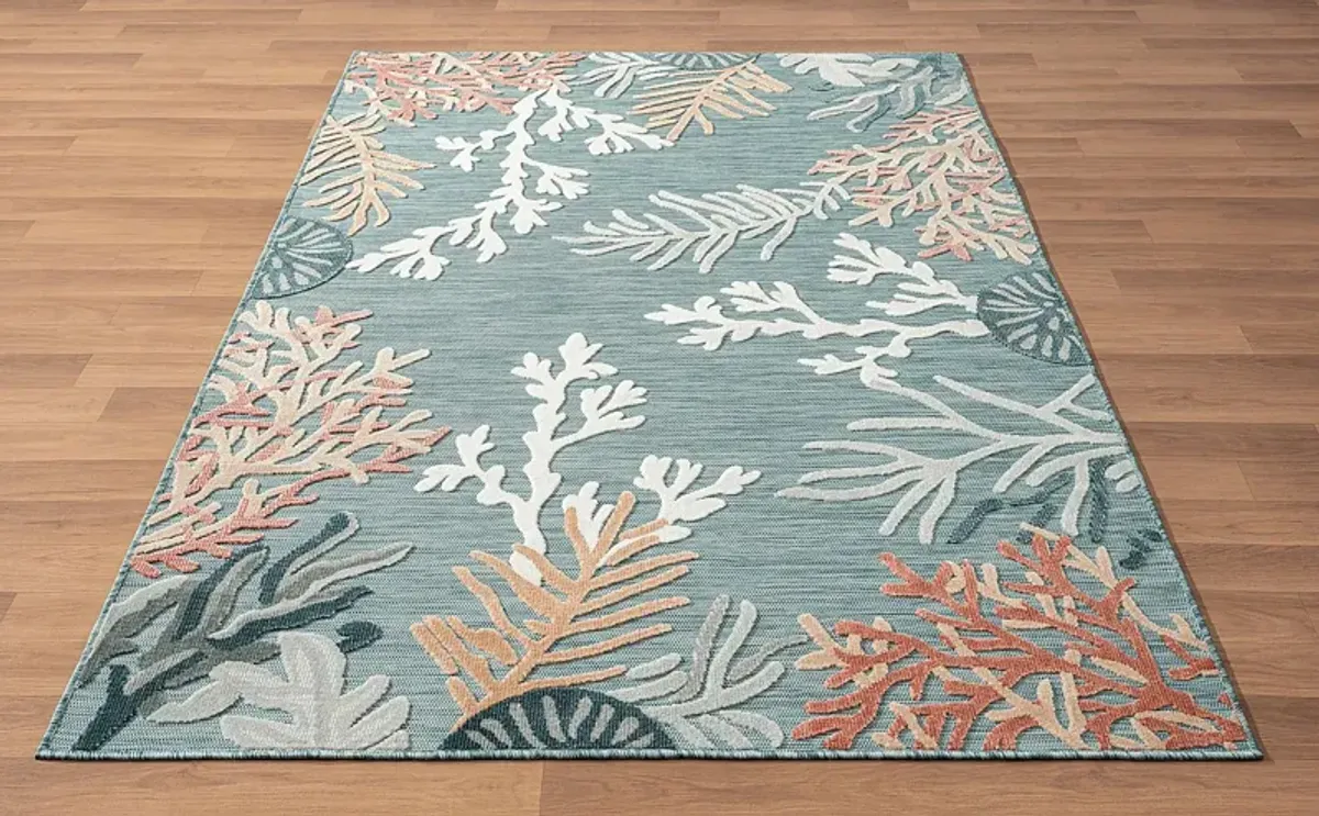 Alotimo Blue/Multi 5' x 7' Indoor/Outdoor Rug