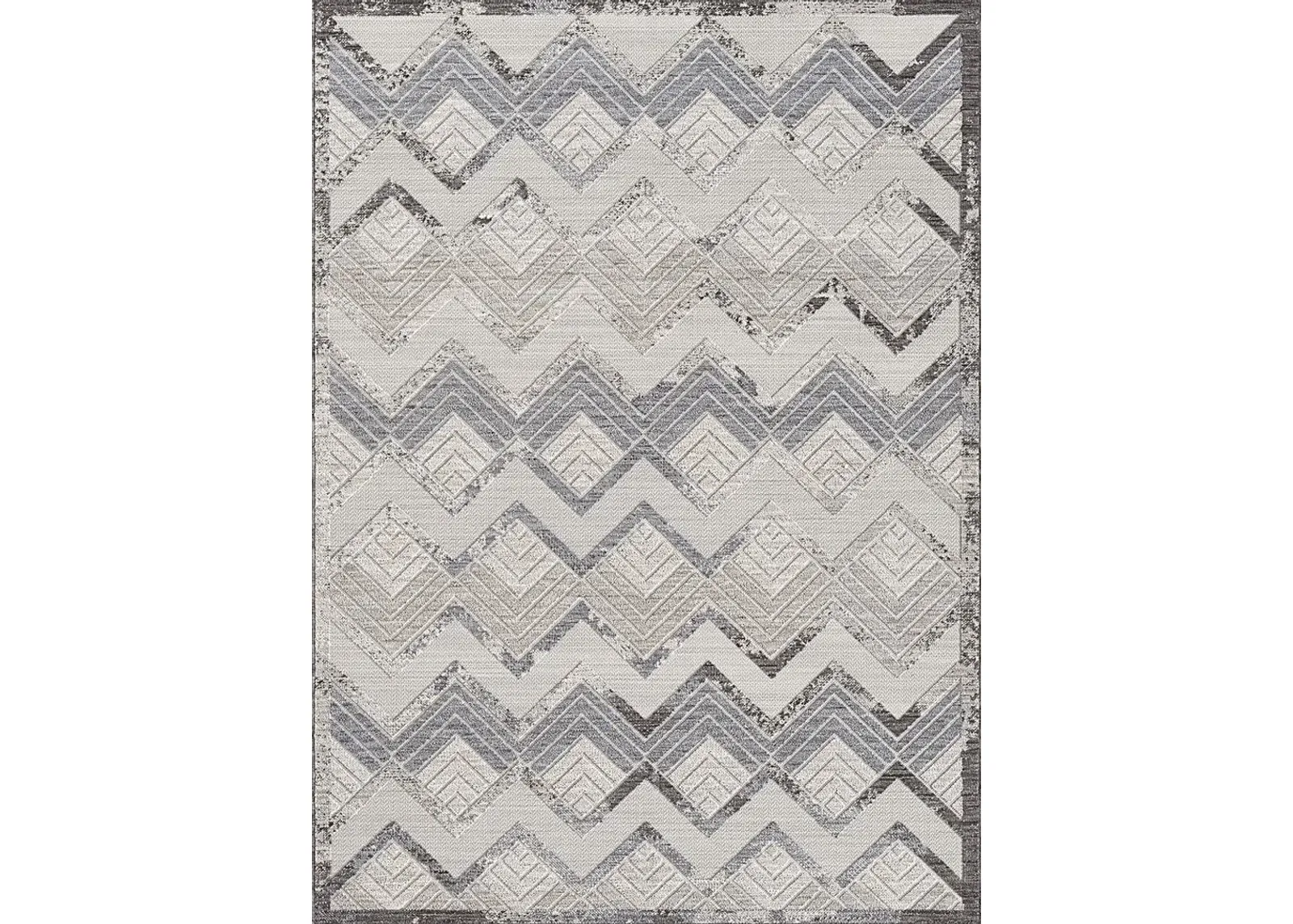 Wessard Blue/Ivory 5' x 7' Indoor/Outdoor Rug