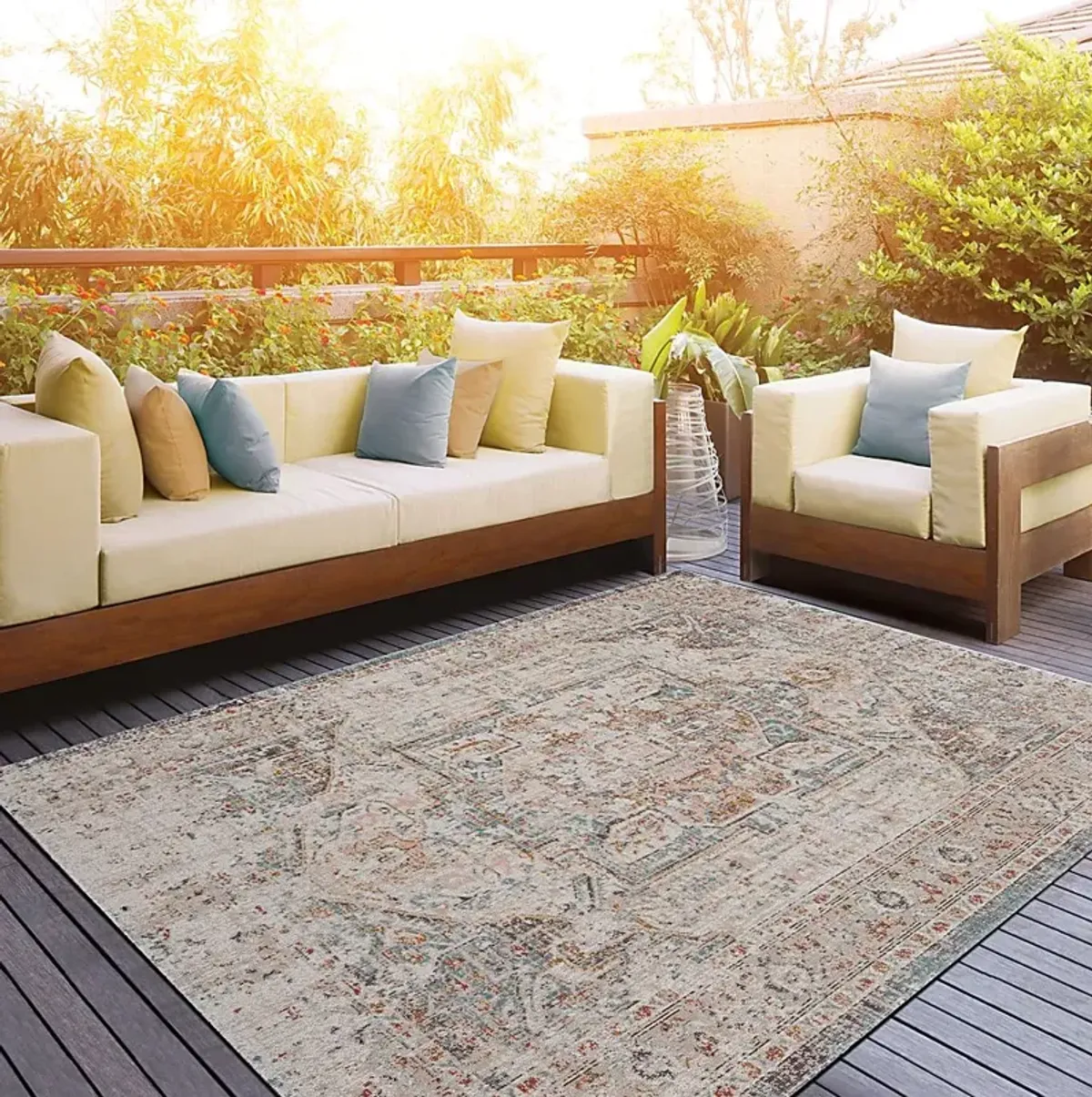 Rolinet Beige/Cream 5'3 x 7'10 Indoor/Outdoor Rug