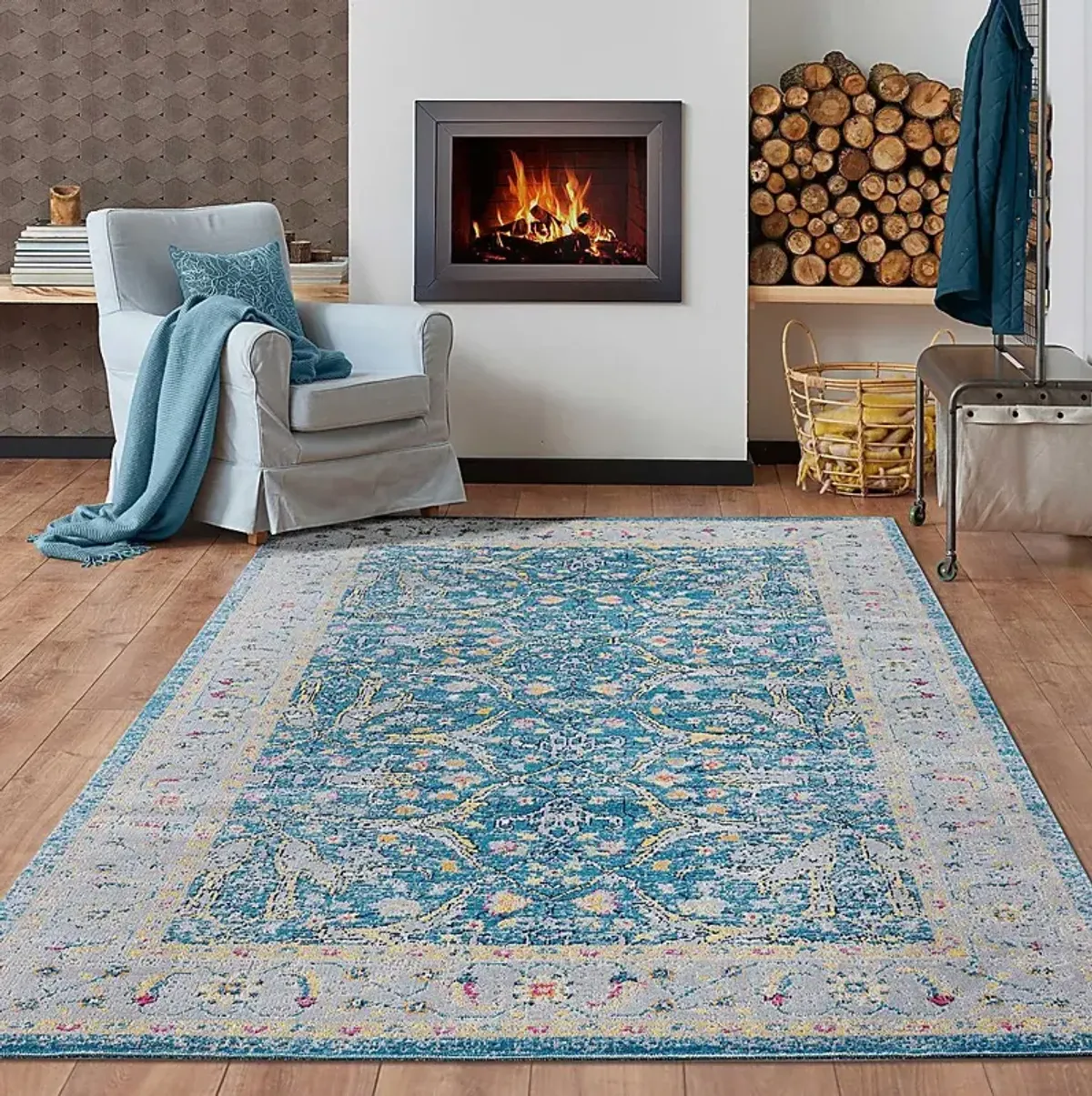 Epder Blue/Cream 5'3 x 7'10 Indoor/Outdoor Rug