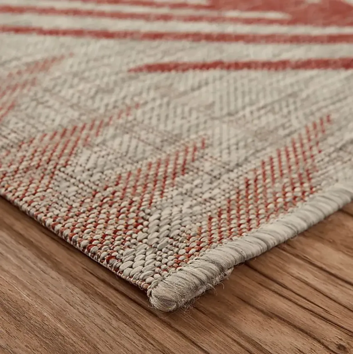 Wesnet Red/Beige 5' x 7' Indoor/Outdoor Rug