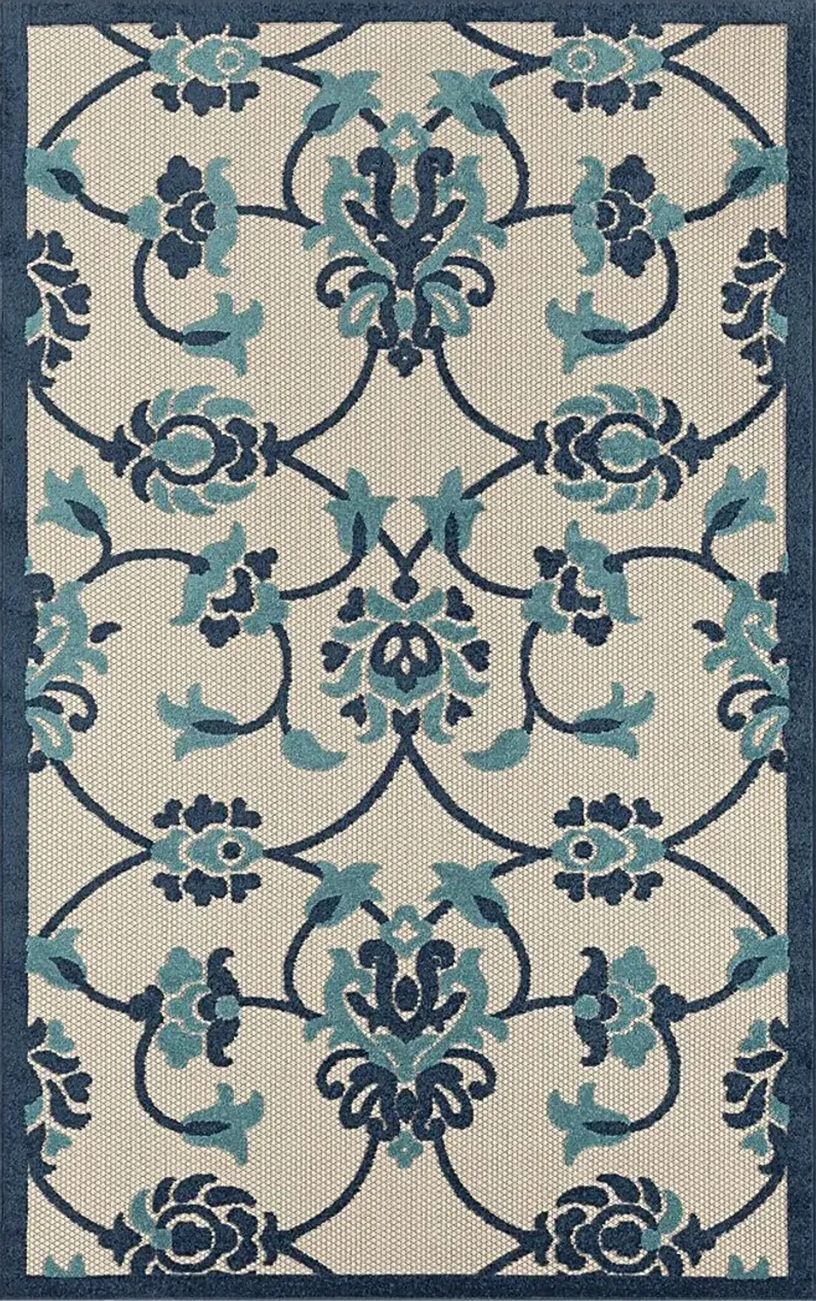 Lusetrie Navy/Multi 5' x 8' Indoor/Outdoor Rug