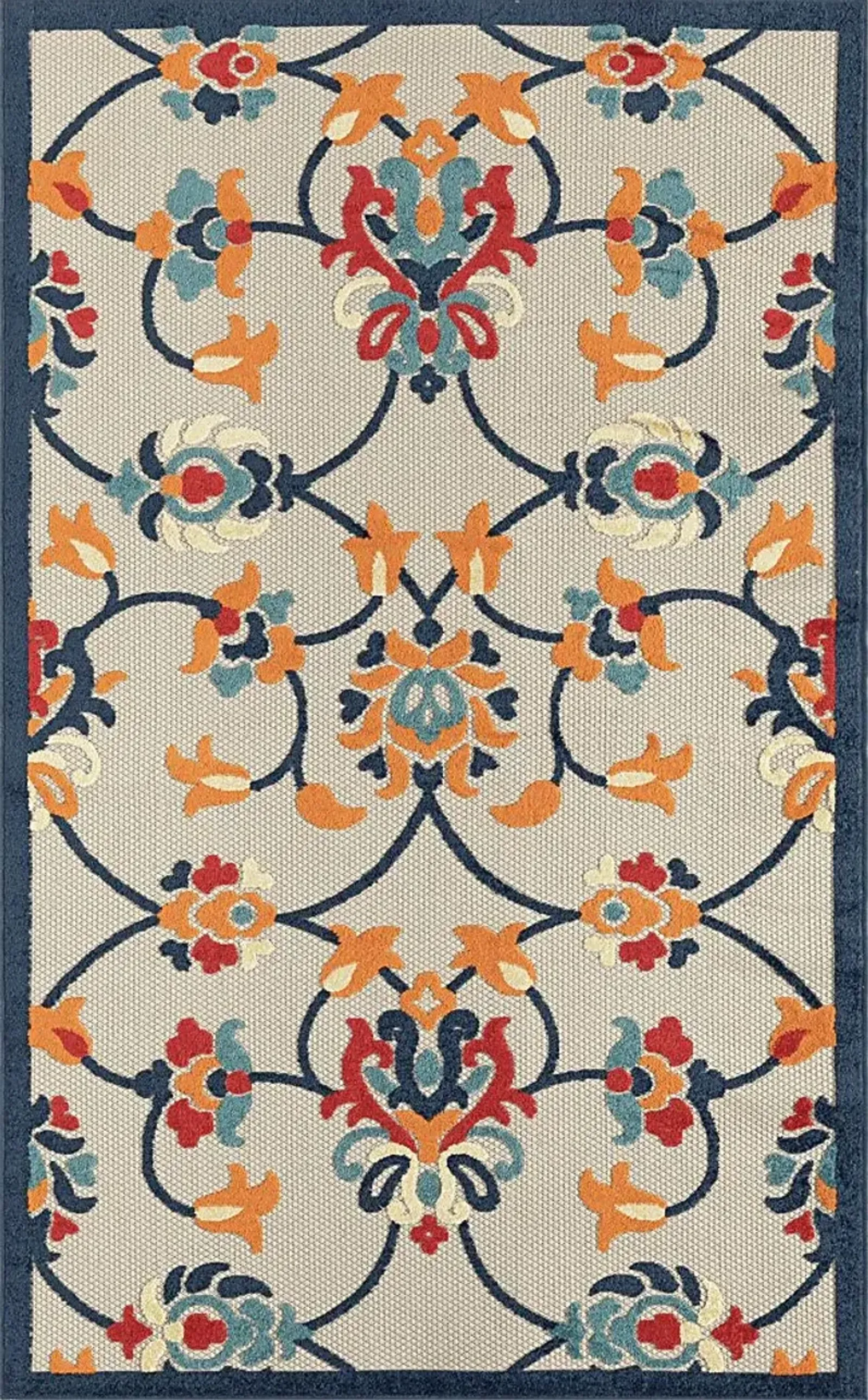 Lusetrie Orange/Multi 5' x 8' Indoor/Outdoor Rug