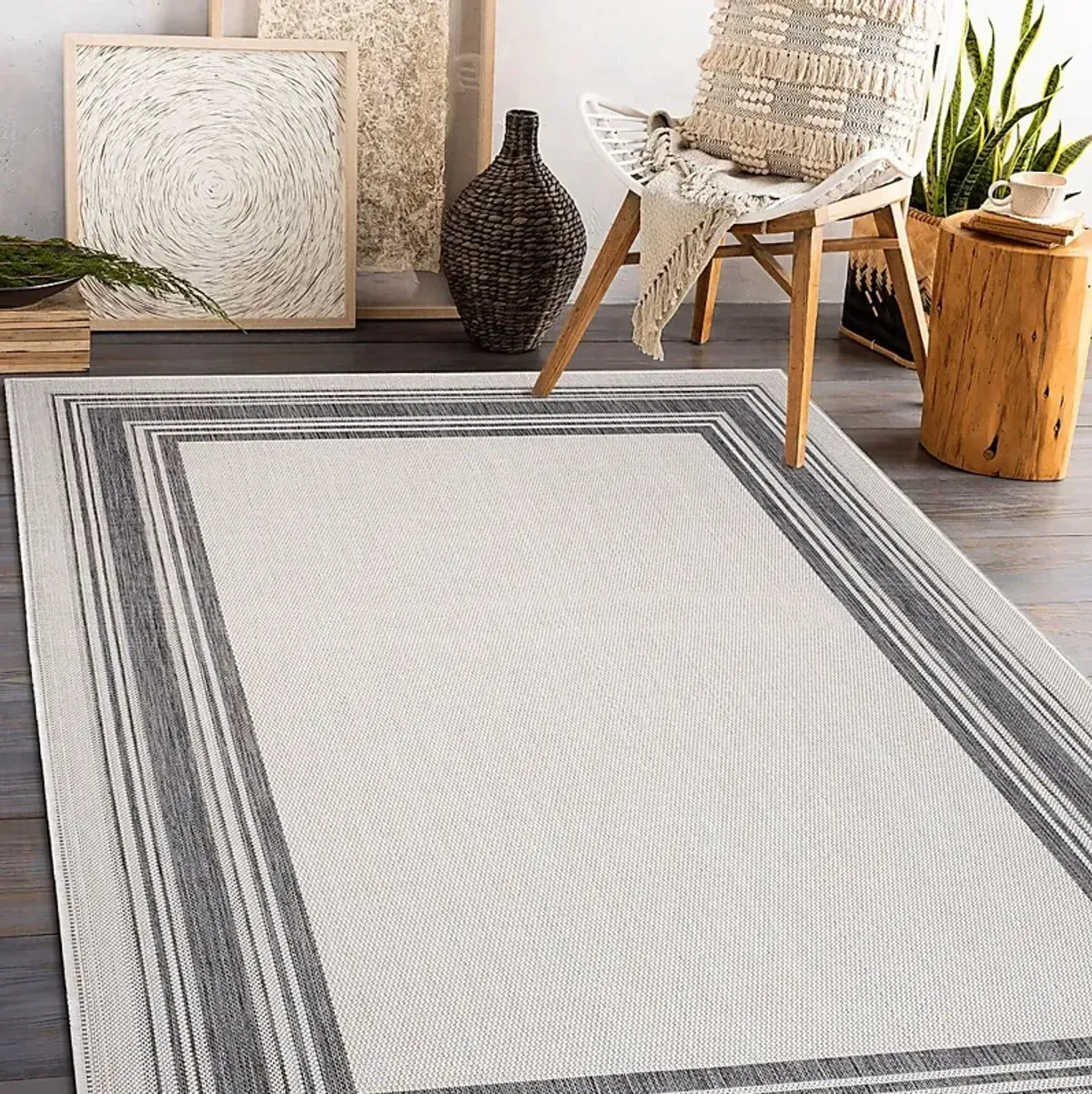 Carledosa White/Multi 5'3 x 7' Indoor/Outdoor Rug