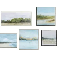 Morning Landscape Gray Artwork, Set of 5