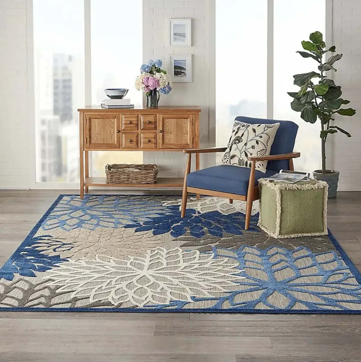 Audry Blue 5' x 8' Indoor/Outdoor Rug