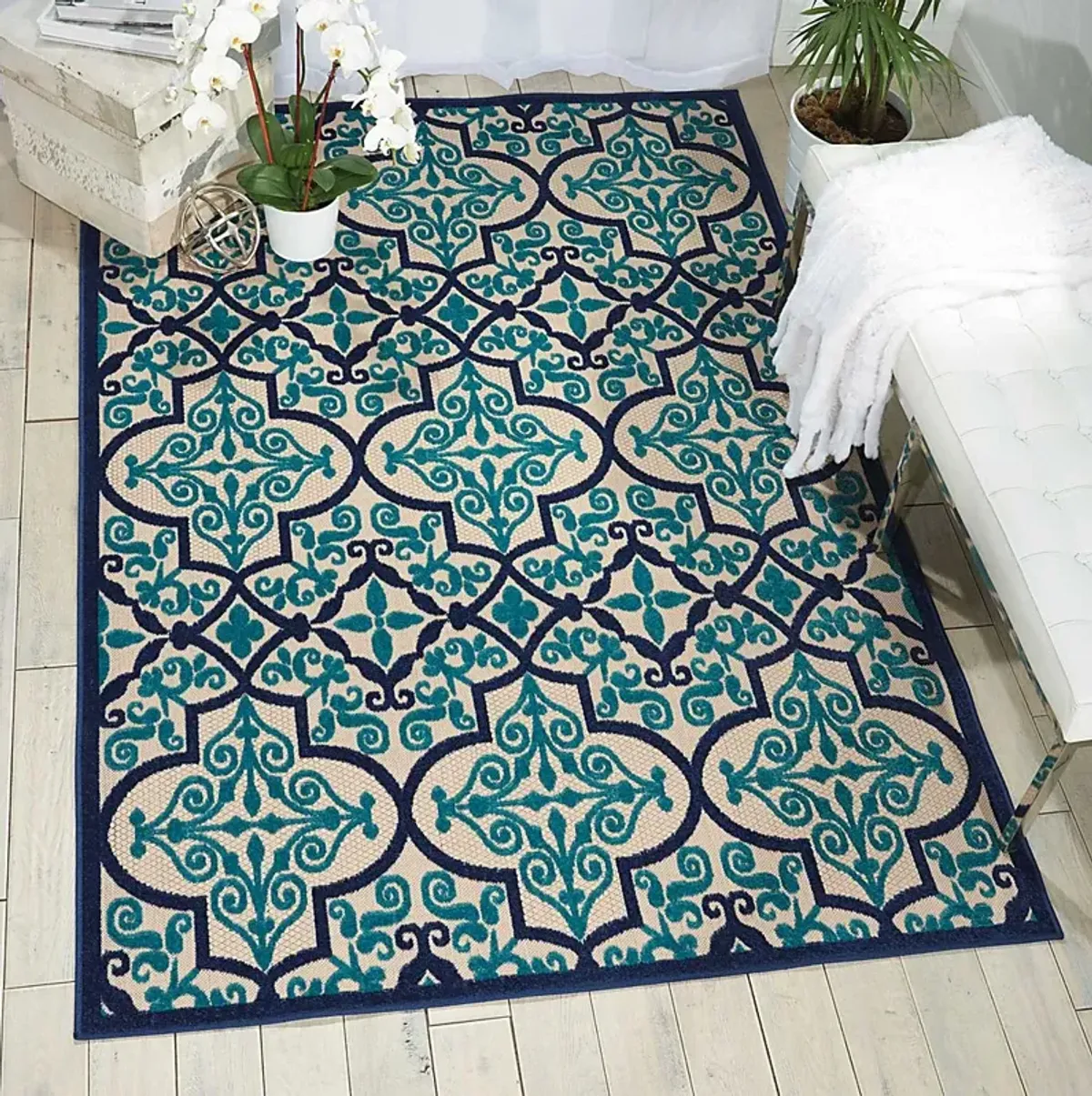 Kyrah Navy 8' x 11' Indoor/Outdoor Rug