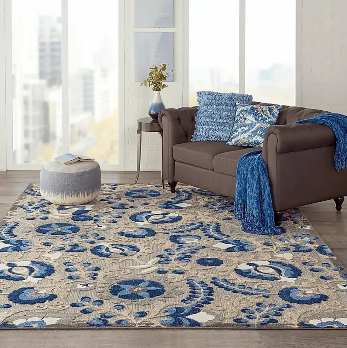 Jaziel Blue 5' x 8' Indoor/Outdoor Rug