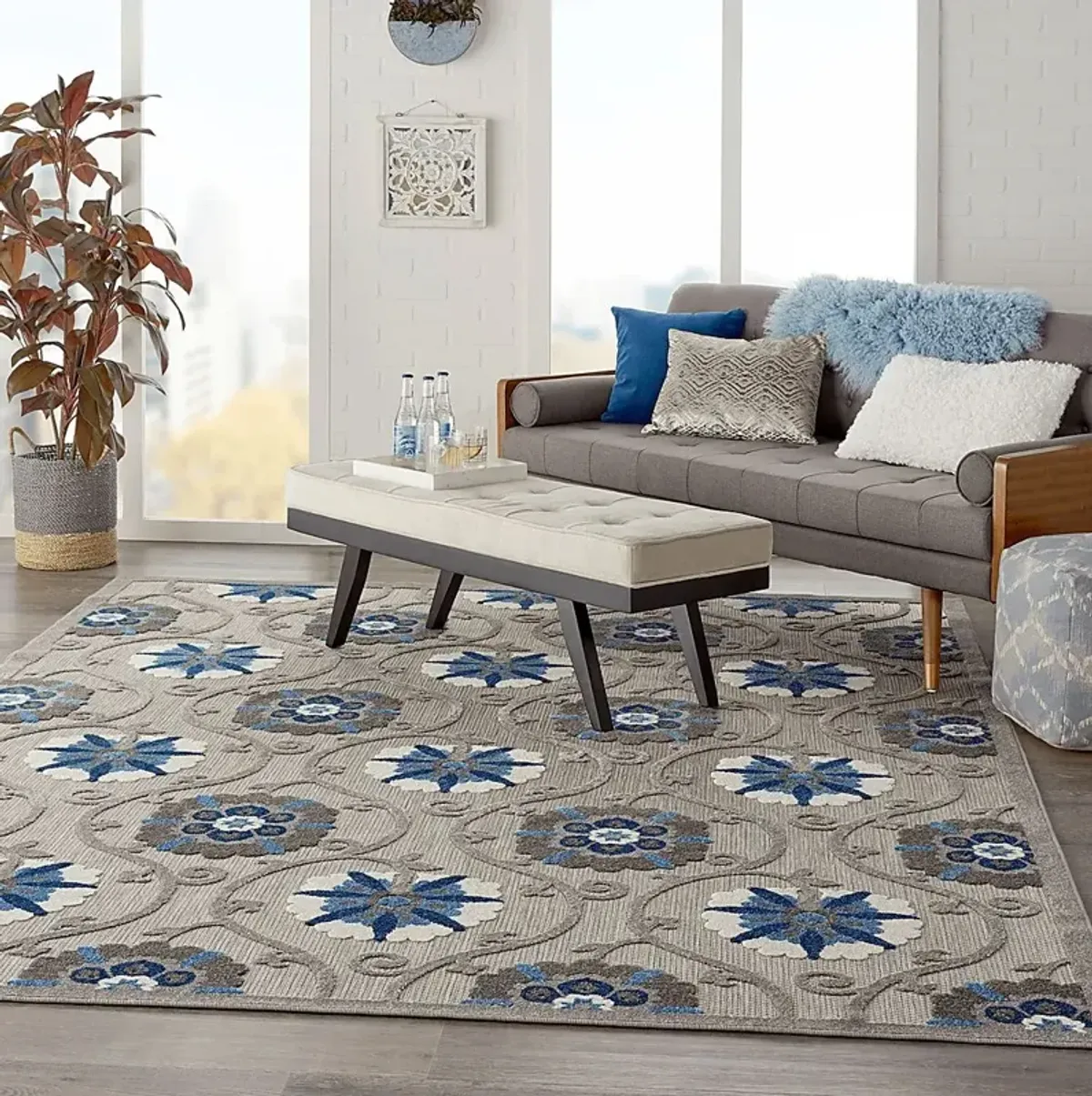 Faylen Gray 5' x 8' Indoor/Outdoor Rug