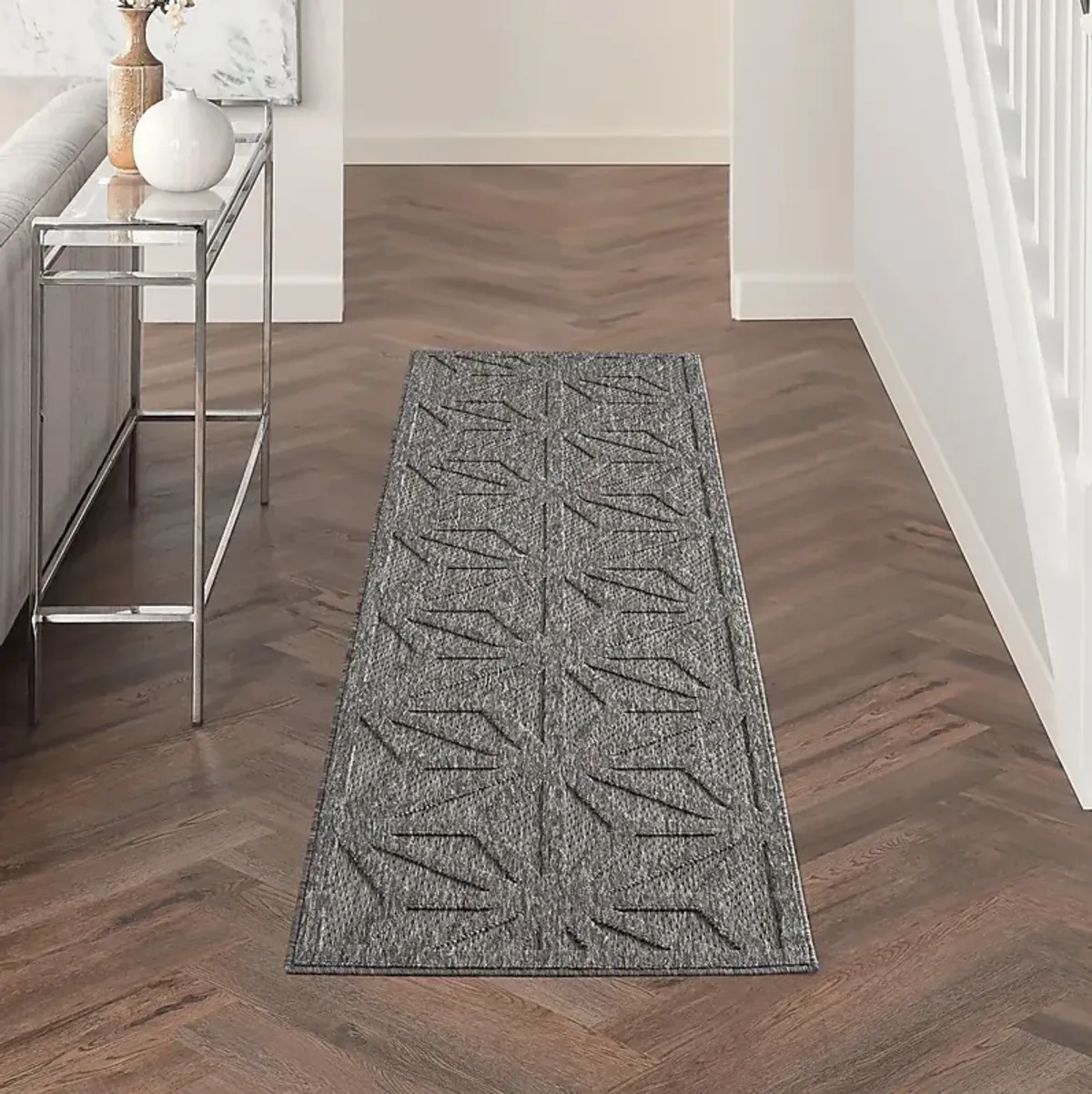 Clarene Dark Gray 2'2 x 10' Runner Indoor/Outdoor Rug