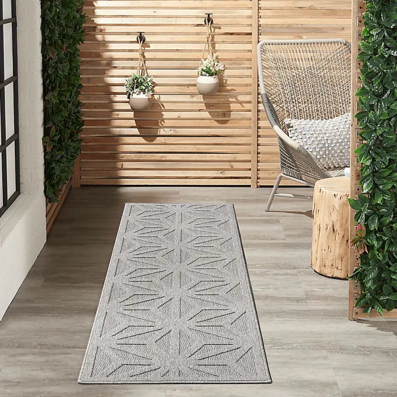 Clarene Light Gray 2'2 x 7'6 Runner Indoor/Outdoor Rug