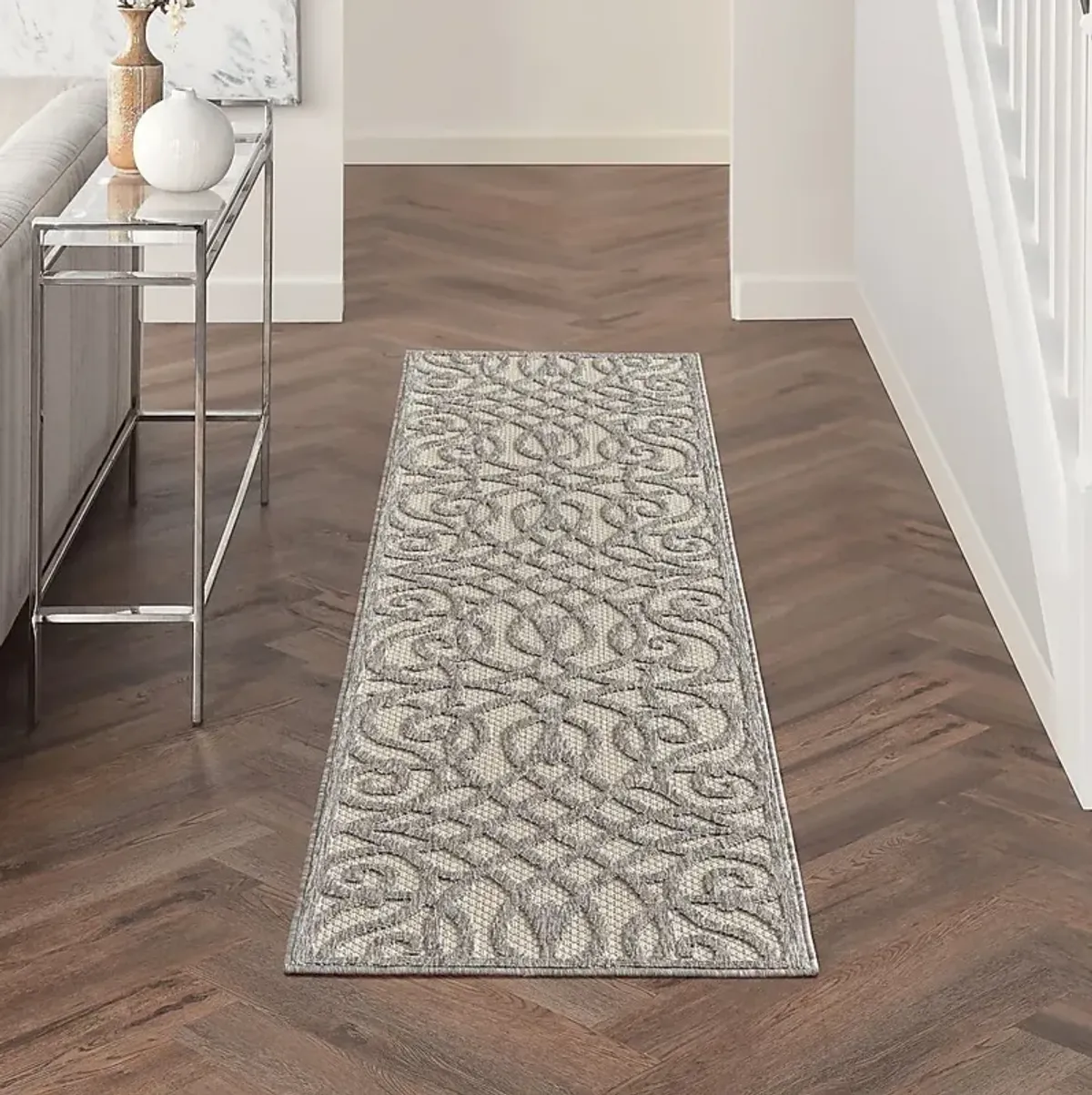 Cammie Gray 2'2 x 7'6 Runner Indoor/Outdoor Rug