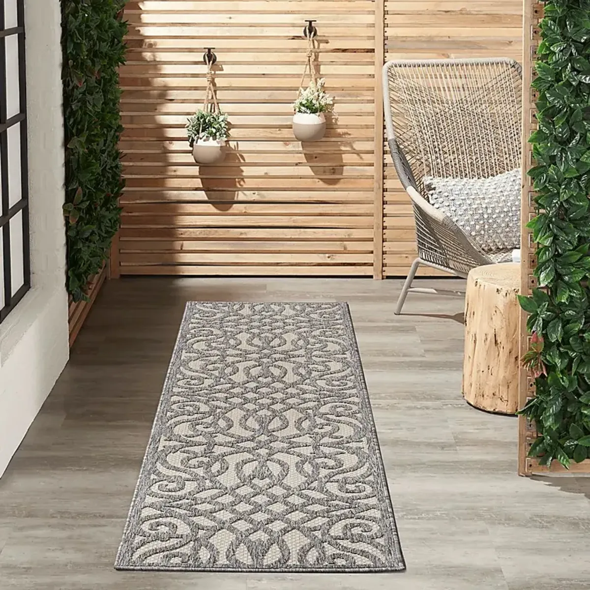 Cammie Gray 2'2 x 10' Runner Indoor/Outdoor Rug